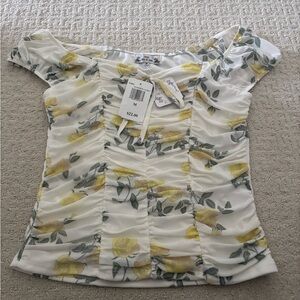 Floral Off-Shoulder Top - Yellow and White